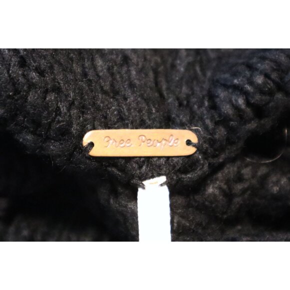 Free People Black Cable Knit Turtleneck L Sweater Dress Boho Cozy - Picture 3 of 9